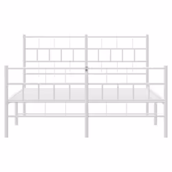 vidaXL Metal Bed Frame Bed Base with Headboard and Footboard White 107x203 cm - with headboard & footboard, 150 x 200 cm - Additional view 4
