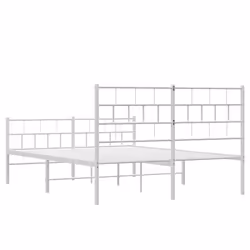 vidaXL Metal Bed Frame Bed Base with Headboard and Footboard White 107x203 cm - with headboard & footboard, 150 x 200 cm - Additional view 6