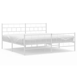 vidaXL Metal Bed Frame Bed Base with Headboard and Footboard White 107x203 cm - with headboard & footboard, 183 x 213 cm