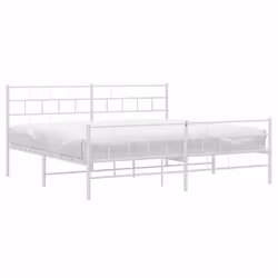 vidaXL Metal Bed Frame Bed Base with Headboard and Footboard White 107x203 cm - with headboard & footboard, 183 x 213 cm