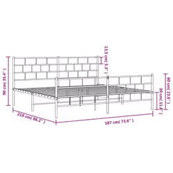 vidaXL Metal Bed Frame Bed Base with Headboard and Footboard White 107x203 cm - with headboard & footboard, 183 x 213 cm