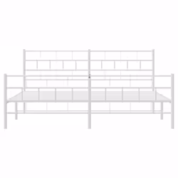 vidaXL Metal Bed Frame Bed Base with Headboard and Footboard White 107x203 cm - with headboard & footboard, 183 x 213 cm - Additional view 4
