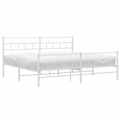 vidaXL Metal Bed Frame Bed Base with Headboard and Footboard White 107x203 cm - with headboard & footboard, 193 x 203 cm - Additional view 2