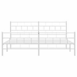 vidaXL Metal Bed Frame Bed Base with Headboard and Footboard White 107x203 cm - with headboard & footboard, 193 x 203 cm - Additional view 4