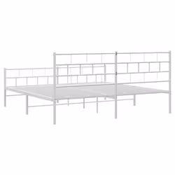 vidaXL Metal Bed Frame Bed Base with Headboard and Footboard White 107x203 cm - with headboard & footboard, 193 x 203 cm - Additional view 6