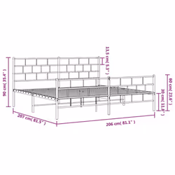 vidaXL Metal Bed Frame Bed Base with Headboard and Footboard White 107x203 cm - with headboard & footboard, 200 x 200 cm - Additional view 3