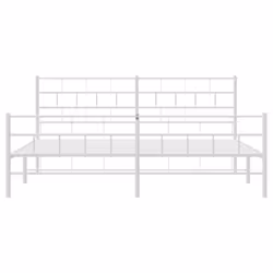 vidaXL Metal Bed Frame Bed Base with Headboard and Footboard White 107x203 cm - with headboard & footboard, 200 x 200 cm - Additional view 4