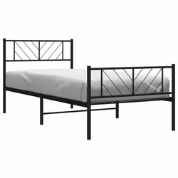 vidaXL Metal Bed Frame Bedroom Platform Bed Base Bedstead Mattress Foundation - black, 80 x 200 cm/with headboard & footboard - Additional view 2