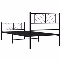 vidaXL Metal Bed Frame Bedroom Platform Bed Base Bedstead Mattress Foundation - black, 80 x 200 cm/with headboard & footboard - Additional view 6