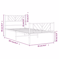 vidaXL Metal Bed Frame Bedroom Platform Bed Base Bedstead Mattress Foundation - black, 80 x 200 cm/with headboard & footboard - Additional view 8
