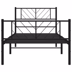 vidaXL Metal Bed Frame Bedroom Platform Bed Base Bedstead Mattress Foundation - black, 90 x 190 cm/with headboard & footboard - Additional view 4