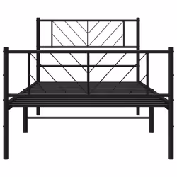 vidaXL Metal Bed Frame Bedroom Platform Bed Base Bedstead Mattress Foundation - black, 100 x 200 cm/with headboard & footboard - Additional view 4