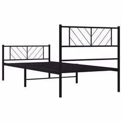 vidaXL Metal Bed Frame Bedroom Platform Bed Base Bedstead Mattress Foundation - black, 100 x 200 cm/with headboard & footboard - Additional view 6