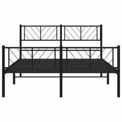vidaXL Metal Bed Frame Bedroom Platform Bed Base Bedstead Mattress Foundation - black, 120 x 190 cm/with headboard & footboard - Additional view 4
