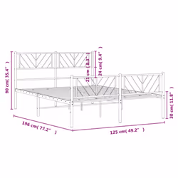 vidaXL Metal Bed Frame Bedroom Platform Bed Base Bedstead Mattress Foundation - black, 120 x 190 cm/with headboard & footboard - Additional view 8