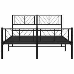 vidaXL Metal Bed Frame Bedroom Platform Bed Base Bedstead Mattress Foundation - black, 135 x 190 cm/with headboard & footboard - Additional view 4