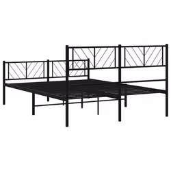 vidaXL Metal Bed Frame Bedroom Platform Bed Base Bedstead Mattress Foundation - black, 135 x 190 cm/with headboard & footboard - Additional view 6