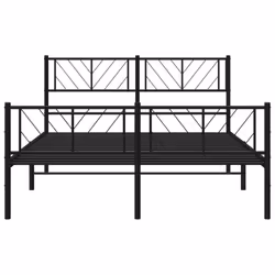 vidaXL Metal Bed Frame Bedroom Platform Bed Base Bedstead Mattress Foundation - black, 140 x 190 cm/with headboard & footboard - Additional view 4
