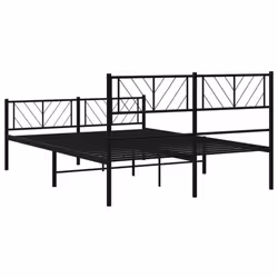 vidaXL Metal Bed Frame Bedroom Platform Bed Base Bedstead Mattress Foundation - black, 140 x 190 cm/with headboard & footboard - Additional view 6