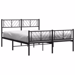 vidaXL Metal Bed Frame Bedroom Platform Bed Base Bedstead Mattress Foundation - black, 140 x 200 cm/with headboard & footboard - Additional view 2