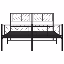 vidaXL Metal Bed Frame Bedroom Platform Bed Base Bedstead Mattress Foundation - black, 140 x 200 cm/with headboard & footboard - Additional view 4