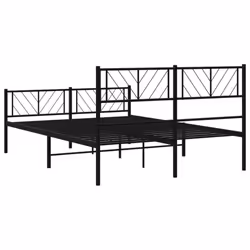 vidaXL Metal Bed Frame Bedroom Platform Bed Base Bedstead Mattress Foundation - black, 140 x 200 cm/with headboard & footboard - Additional view 6
