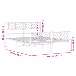 vidaXL Metal Bed Frame Bedroom Platform Bed Base Bedstead Mattress Foundation - black, 140 x 200 cm/with headboard & footboard - Additional view 8