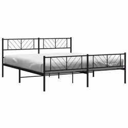 vidaXL Metal Bed Frame Bedroom Platform Bed Base Bedstead Mattress Foundation - black, 180 x 200 cm/with headboard & footboard - Additional view 2