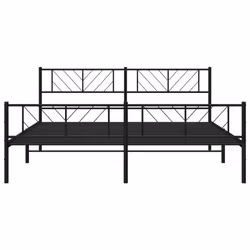 vidaXL Metal Bed Frame Bedroom Platform Bed Base Bedstead Mattress Foundation - black, 180 x 200 cm/with headboard & footboard - Additional view 4