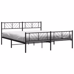 vidaXL Metal Bed Frame Bedroom Platform Bed Base Bedstead Mattress Foundation - black, 183 x 213 cm/with headboard & footboard - Additional view 2