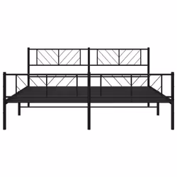 vidaXL Metal Bed Frame Bedroom Platform Bed Base Bedstead Mattress Foundation - black, 183 x 213 cm/with headboard & footboard - Additional view 4