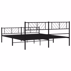 vidaXL Metal Bed Frame Bedroom Platform Bed Base Bedstead Mattress Foundation - black, 183 x 213 cm/with headboard & footboard - Additional view 6