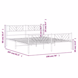 vidaXL Metal Bed Frame Bedroom Platform Bed Base Bedstead Mattress Foundation - black, 193 x 203 cm/with headboard & footboard - Additional view 3
