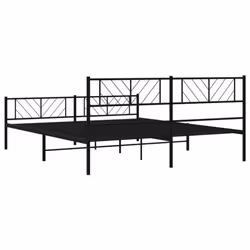 vidaXL Metal Bed Frame Bedroom Platform Bed Base Bedstead Mattress Foundation - black, 193 x 203 cm/with headboard & footboard - Additional view 6
