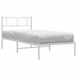 vidaXL Metal Bed Frame Bedroom Platform Bed Base Bedstead Mattress Foundation - white, 90 x 200 cm/with headboard - Additional view 2