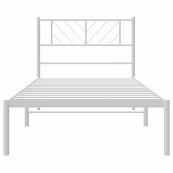 vidaXL Metal Bed Frame Bedroom Platform Bed Base Bedstead Mattress Foundation - white, 90 x 200 cm/with headboard - Additional view 4