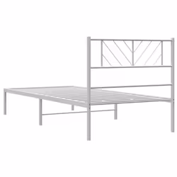 vidaXL Metal Bed Frame Bedroom Platform Bed Base Bedstead Mattress Foundation - white, 90 x 200 cm/with headboard - Additional view 6
