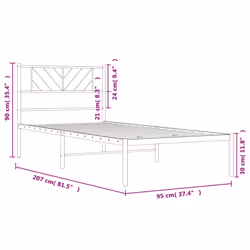vidaXL Metal Bed Frame Bedroom Platform Bed Base Bedstead Mattress Foundation - white, 90 x 200 cm/with headboard - Additional view 8