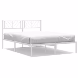 vidaXL Metal Bed Frame Bedroom Platform Bed Base Bedstead Mattress Foundation - white, 120 x 190 cm/with headboard