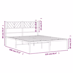 vidaXL Metal Bed Frame Bedroom Platform Bed Base Bedstead Mattress Foundation - white, 120 x 190 cm/with headboard