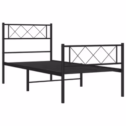 vidaXL Metal Bed Frame Bedroom Platform Bed Base Bedstead Mattress Foundation - black, 75 x 190 cm/with headboard & footboard - Additional view 4