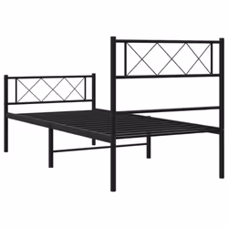 vidaXL Metal Bed Frame Bedroom Platform Bed Base Bedstead Mattress Foundation - black, 75 x 190 cm/with headboard & footboard - Additional view 6