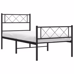 vidaXL Metal Bed Frame Bedroom Platform Bed Base Bedstead Mattress Foundation - black, 90 x 190 cm/with headboard & footboard - Additional view 2