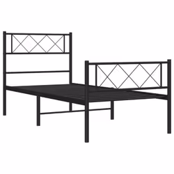 vidaXL Metal Bed Frame Bedroom Platform Bed Base Bedstead Mattress Foundation - black, 90 x 190 cm/with headboard & footboard - Additional view 4