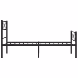 vidaXL Metal Bed Frame Bedroom Platform Bed Base Bedstead Mattress Foundation - black, 90 x 190 cm/with headboard & footboard - Additional view 5
