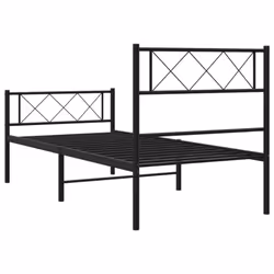 vidaXL Metal Bed Frame Bedroom Platform Bed Base Bedstead Mattress Foundation - black, 90 x 190 cm/with headboard & footboard - Additional view 6