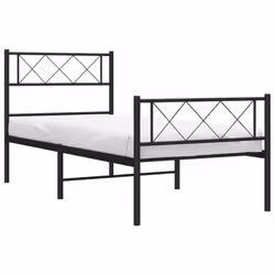 vidaXL Metal Bed Frame Bedroom Platform Bed Base Bedstead Mattress Foundation - black, 100 x 200 cm/with headboard & footboard - Additional view 2