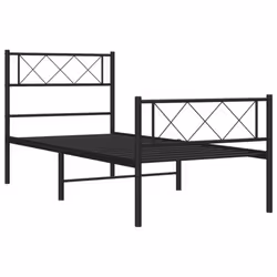 vidaXL Metal Bed Frame Bedroom Platform Bed Base Bedstead Mattress Foundation - black, 100 x 200 cm/with headboard & footboard - Additional view 4