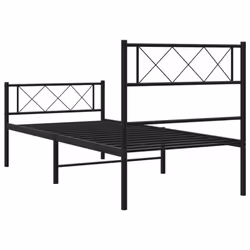vidaXL Metal Bed Frame Bedroom Platform Bed Base Bedstead Mattress Foundation - black, 100 x 200 cm/with headboard & footboard - Additional view 6