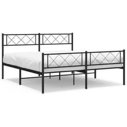 vidaXL Metal Bed Frame Bedroom Platform Bed Base Bedstead Mattress Foundation - black, 120 x 190 cm/with headboard & footboard